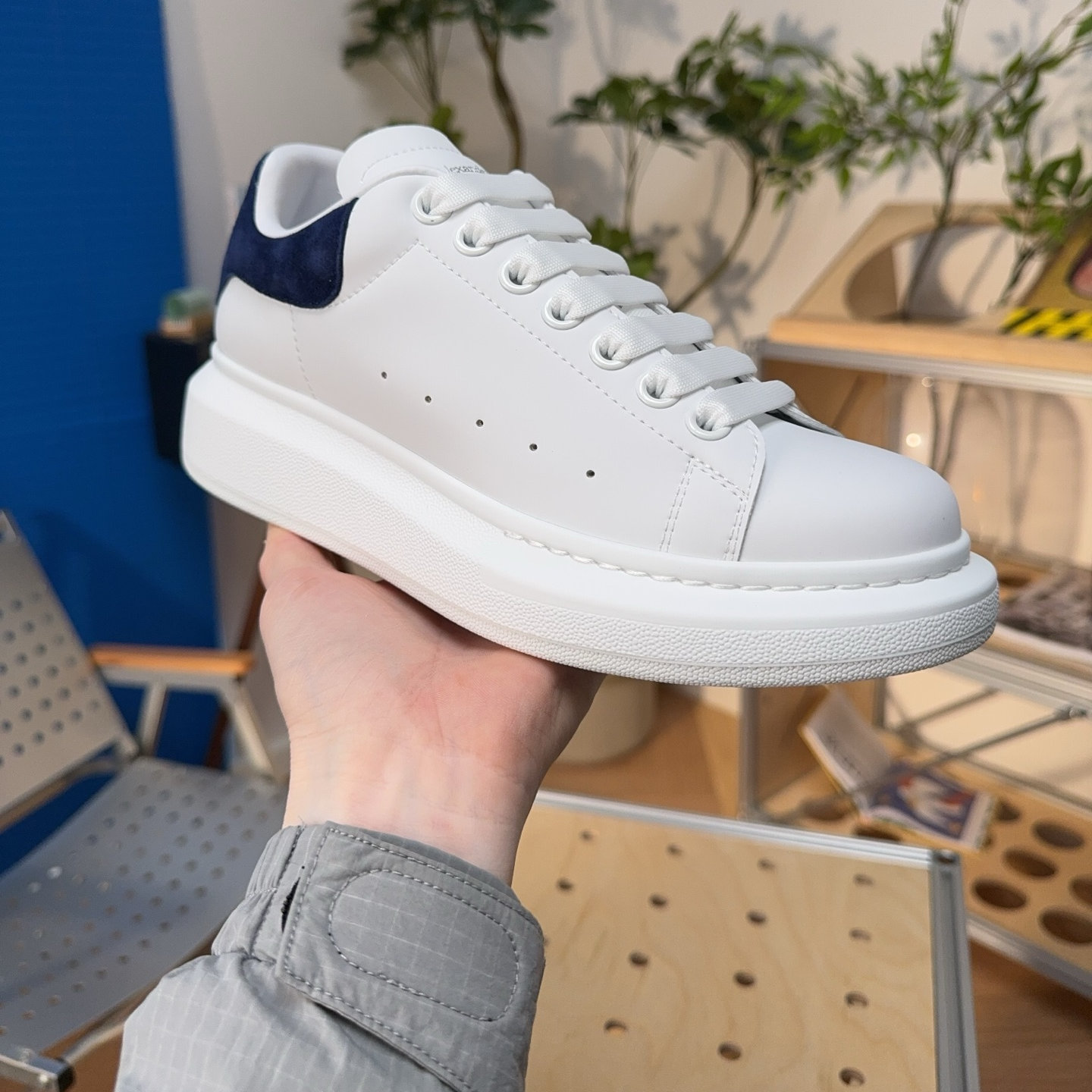Alexander McQueen Oversized Sneaker in White Blue Grey